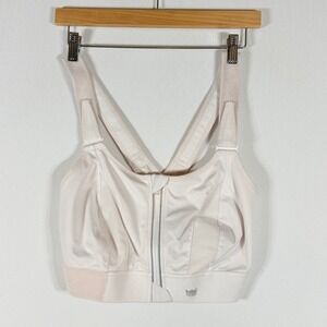 SHEFIT High Support Front-Zip Sports Bra in Light Beige